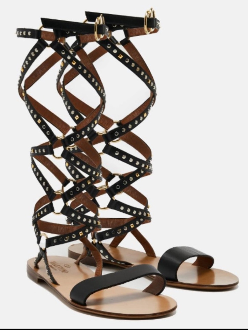 Valentino Garavani Black Gladiator Sandals
